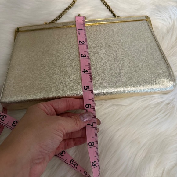 Vintage - Metallic Gold Clutch Handbag and Chain Strap - Picture 7 of 7